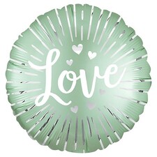 Satin Love Burst Round Foil Helium Balloon 45cm / 18 in