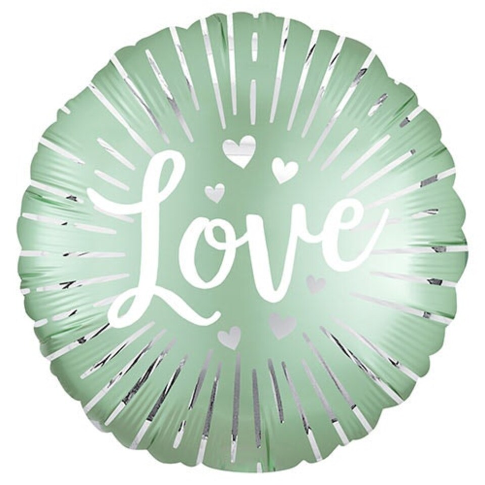 Satin Love Burst Round Foil Helium Balloon 45cm / 18 in