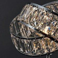 ValueLights Polished Chrome And Clear Acrylic Jewel Intertwined Rings Design Table Lamp