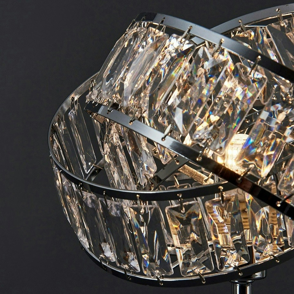 image 1 of ValueLights Polished Chrome And Clear Acrylic Jewel Intertwined Rings Design Table Lamp
