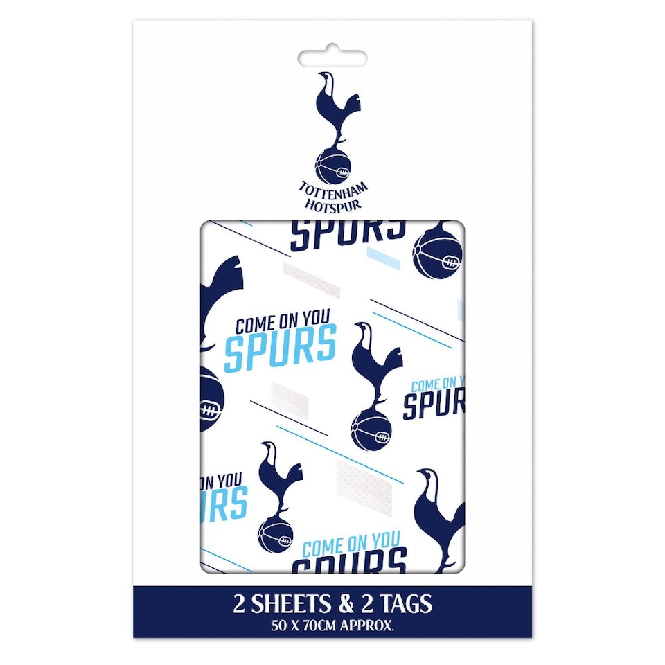 image 1 of Tottenham Hotspur FC 2 Sheets & 2 Tags Gift Wrap