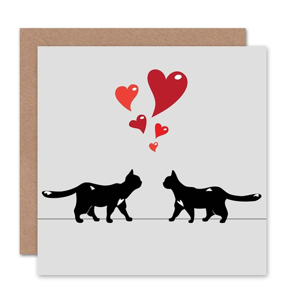 image 1 of Two Cats Love Partner Anniversary Valentines Day Card