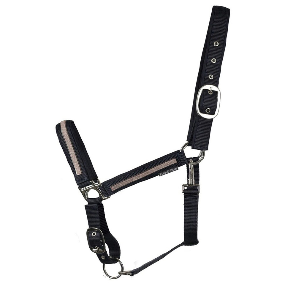image 1 of Hy Mystic Horse Headcollar - Navy/Rose Dust - Full