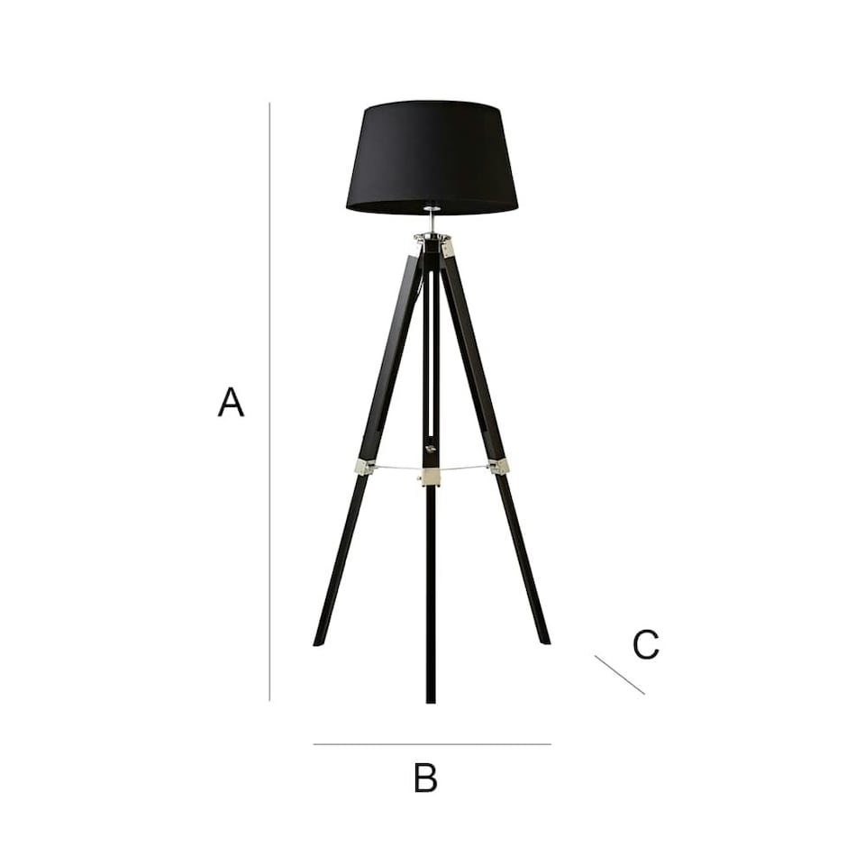 image 1 of ValueLights Clipper Tripod Black Floor Lamp