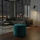 image 2 of Luxury Velvet Round Bean Bag Ottoman Soft Plush Velvet Stool Pouffe | Blue | Teal