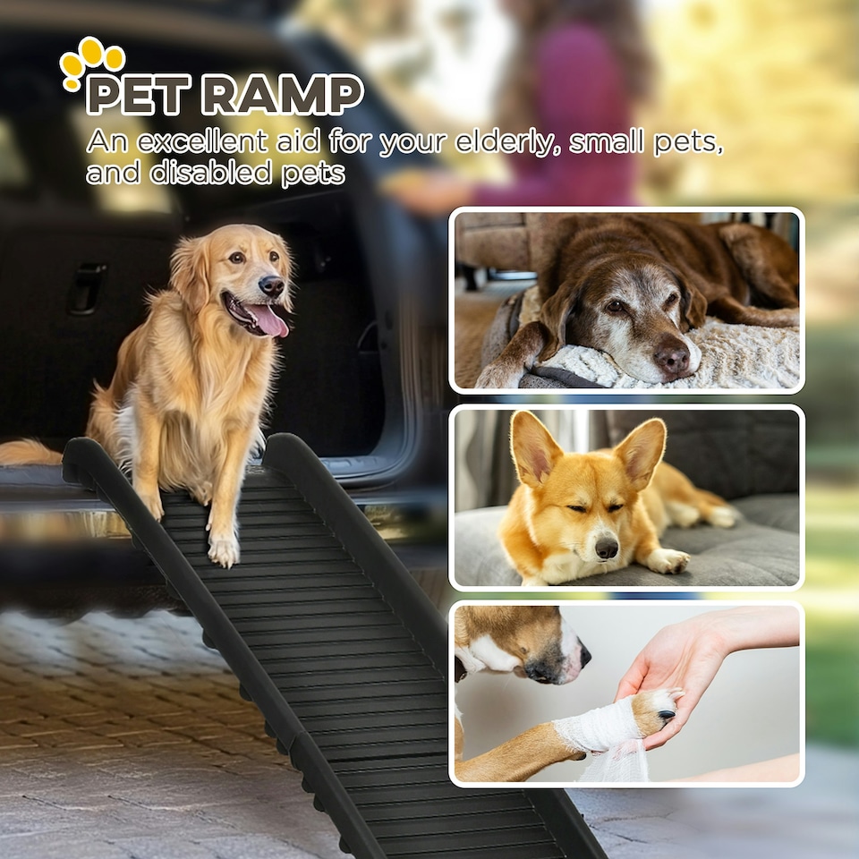 image 1 of PawHut Foldable Pet Ramp Dog Ramp for Cars, Truck, SUV