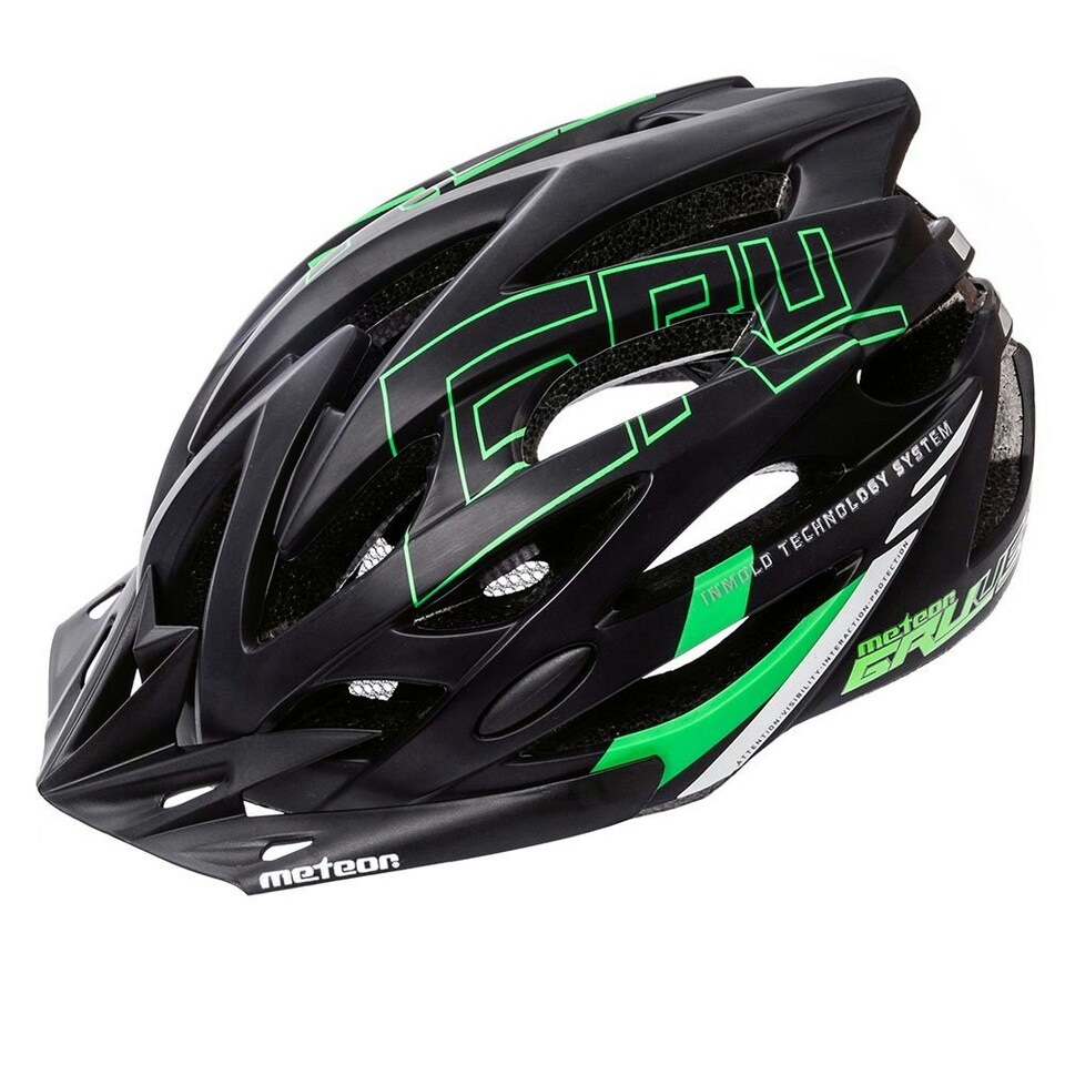 image 1 of Meteor Cycle Helmet Gruver MTB Bike Skateboard Scooter Safety Gear Black | Black-Green | L