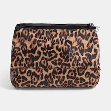 OHS Print Travel Wash Bag Large Toiletry Pouch Makeup Cosmetic Organiser | Brown | Natural Leopard