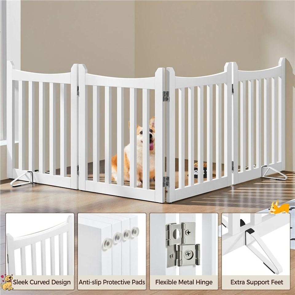 image 1 of Yaheetech 4-Panel Pet Puppy Fence, 50 × 60.5 cm White