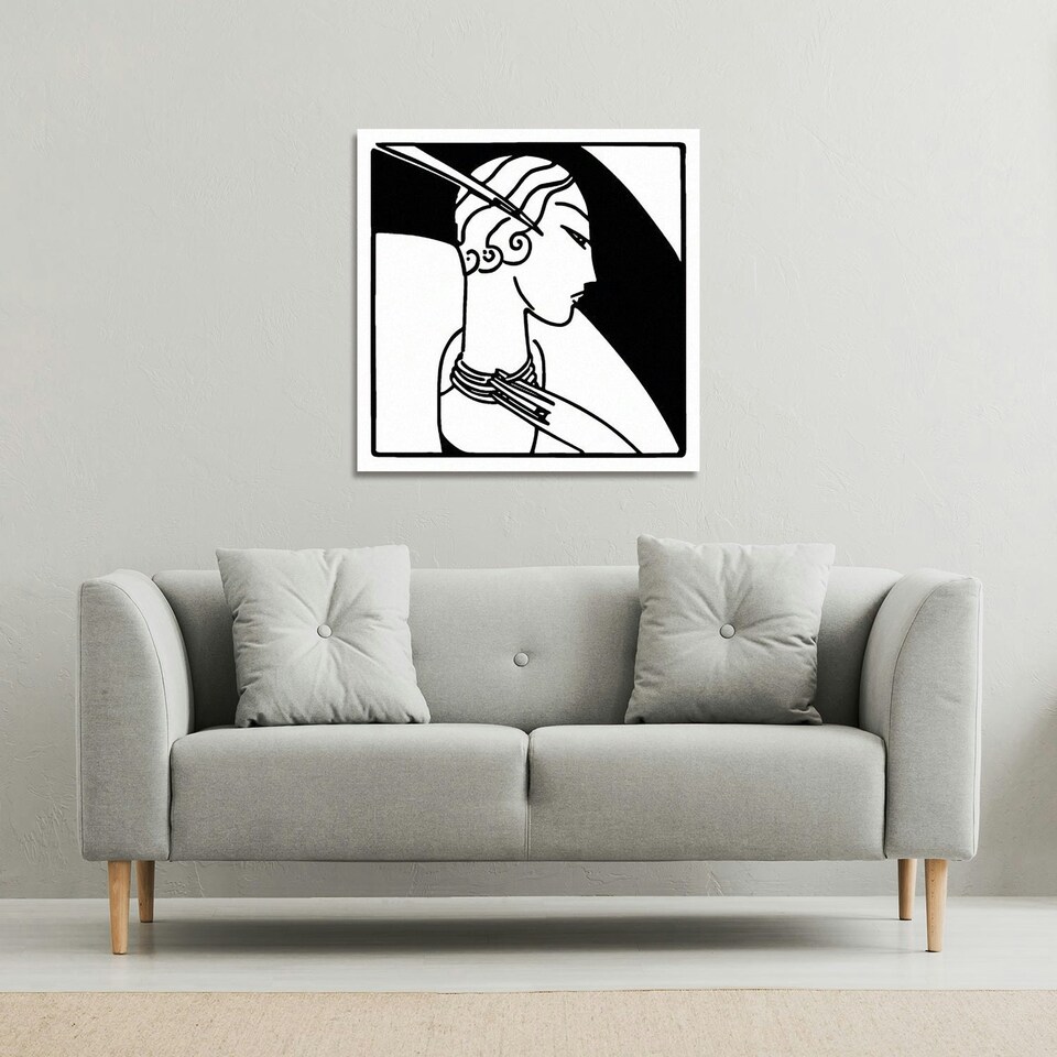 image 1 of Art Deco Woman (Canvas Print) 90 x 90 x 4cm
