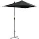 image 1 of Outsunny 2m Half Parasol Market Umbrella Garden Balcony Parasol with Crank Handle, Cross Base, DoubleSided Canopy, Black