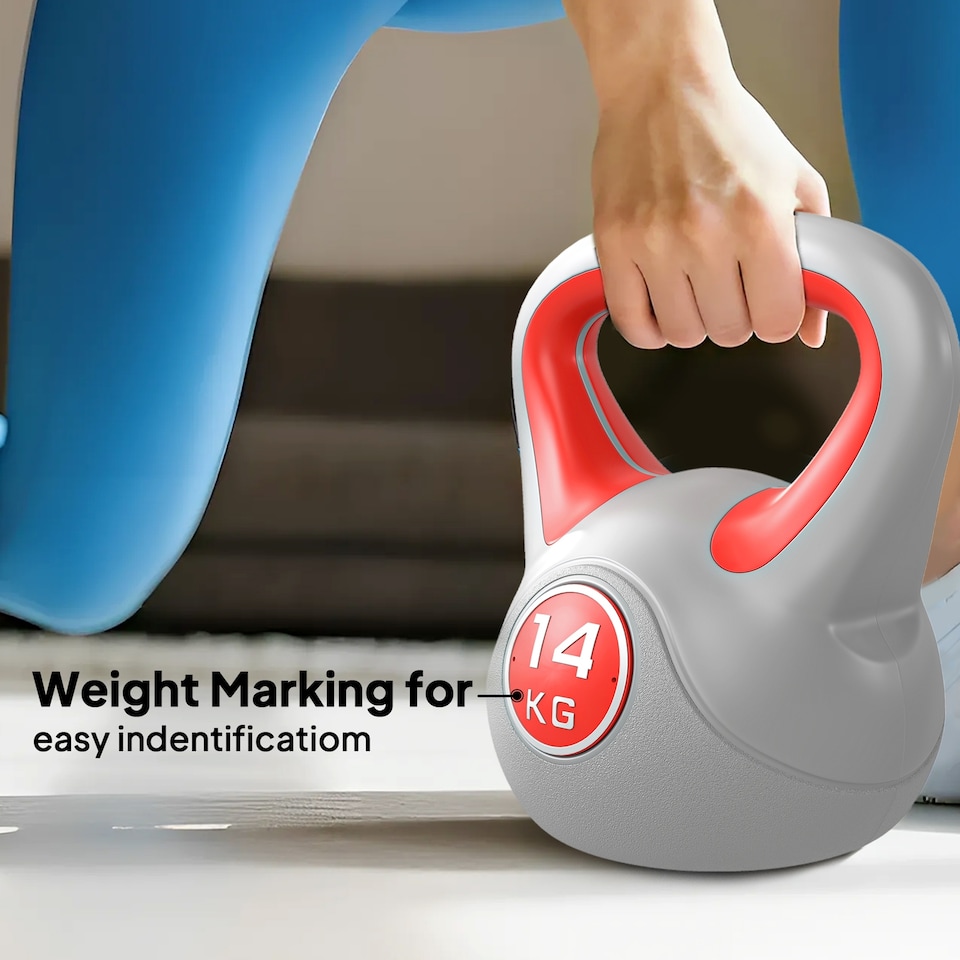 image 1 of SPORTNOW 14kg Kettle Bell with Handle for Home Gym Weight, Red and Grey
