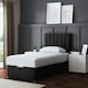 image 2 of Amelia Divan Bed with Upholstered Headboard - Two Drawers - Black - Single