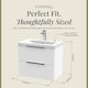 image 5 of Balterley Fluted Front Wall Hung 2-Drawer Bathroom Vanity Unit with 1 Tap Hole Basin, Handles | White | Satin White