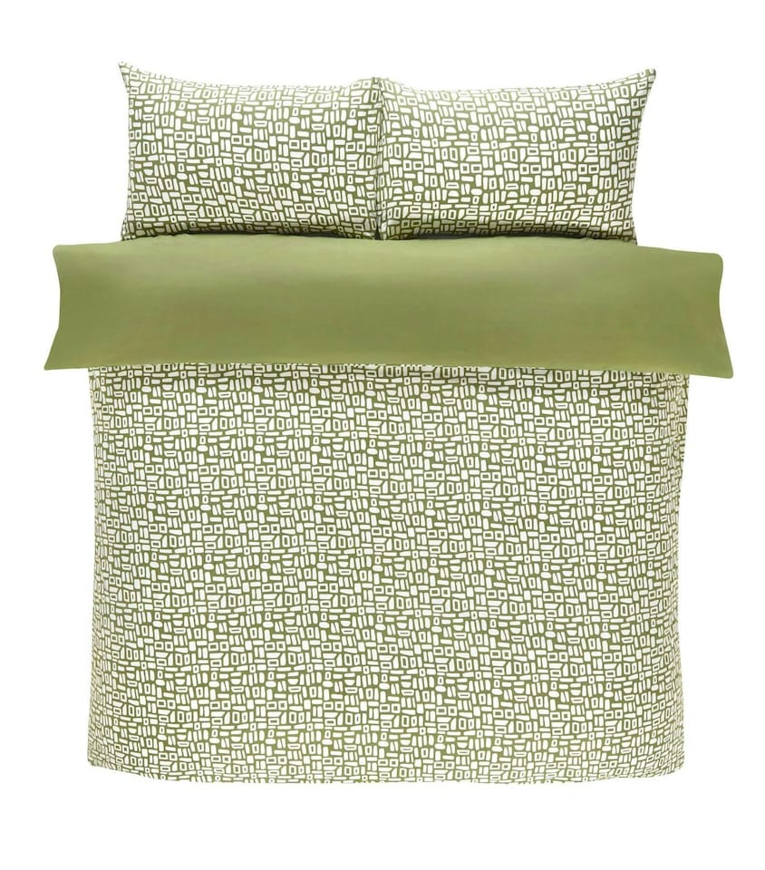 image 1 of Pebbles Geo Green Duvet Cover Set - King