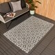 image 5 of OHS Outdoor Waterproof Geo Garden Patio Anti-Slip Rug, 160x230cm - Grey/White