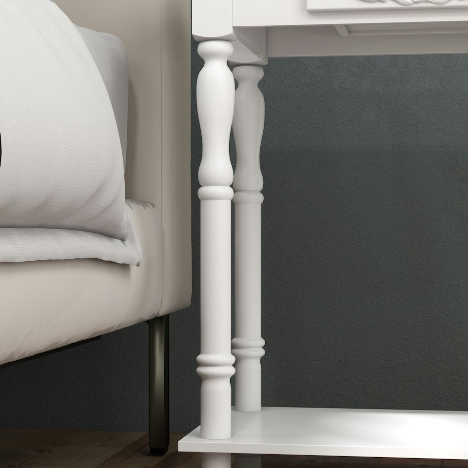image 1 of HOMCOM Wooden Console Table with Storage Shelf Two Drawers for Entryway White 