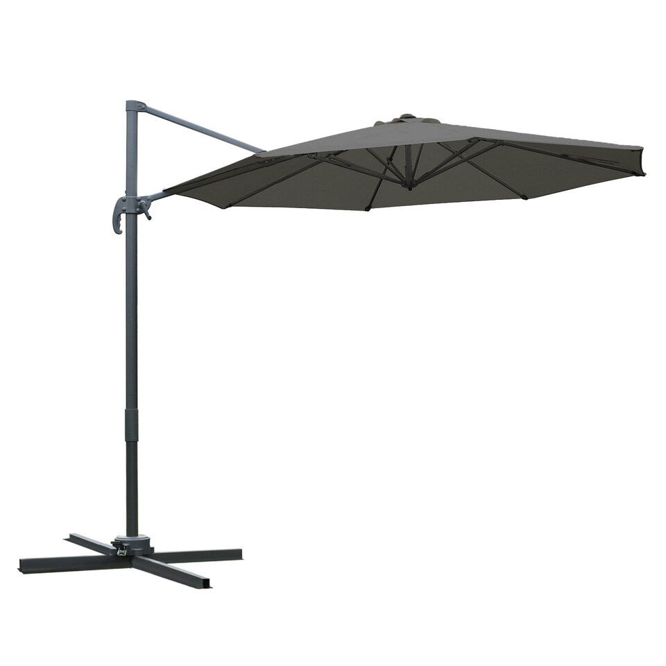 image 1 of Outsunny 3m Garden Banana Parasol Patio Cantilever Umbrella Dark Grey