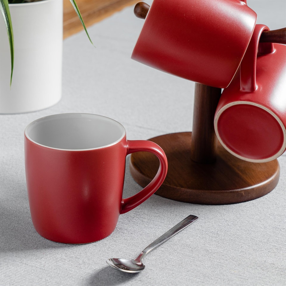 image 1 of Argon Tableware Matt Coloured Coffee Mugs - 350ml - Red - Pack of 6 | Red | Red | 6