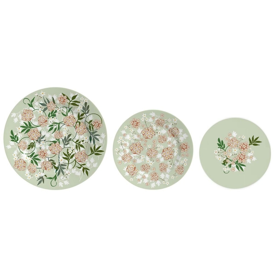 Flat Plate DKD Home Decor Porcelain Traditional 27 x 27 x 3 cm 18 Pieces N/A