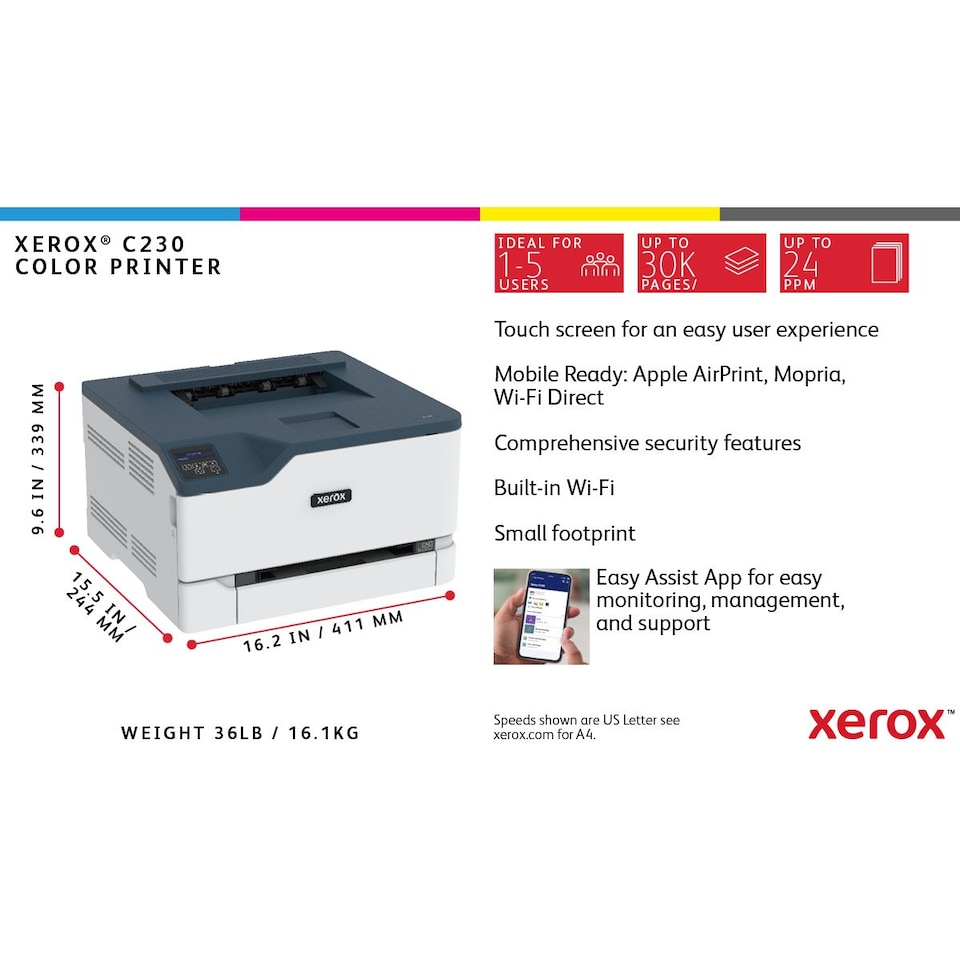 リンリスゴー30年 Xerox C230 Laser Printers - 2.4 Inches - 256MB - Multi - Tesco