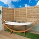 image 2 of 3.10m x 1.2m Palermo Freestanding Garden Hammock with Larch Wood Arc Stand in Cream | Multi | Cream / Brown