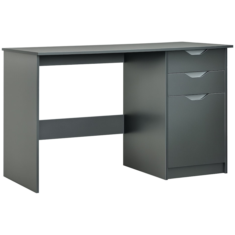 image 1 of HOMCOM Computer Desk w/ Drawers Modern Writing Workstation for Home Office Grey