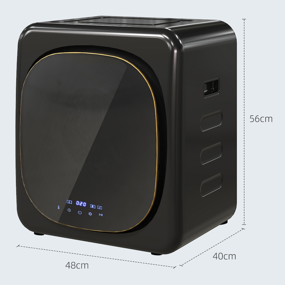 image 1 of HOMCOM 2.5 kg 800W Vented Tumble Dryer with Deodorize, Smart Mode, Black