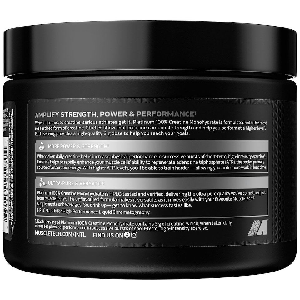 image 1 of MuscleTech Platinum 100% Creatine Monohydrate 200g Food Supplement Unflavoured