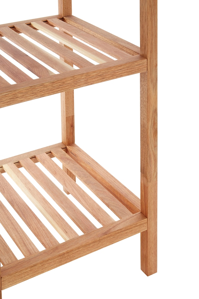 image 1 of ARLA 5 Tier Walnut Wood Bathroom Shelf Unit | Cream