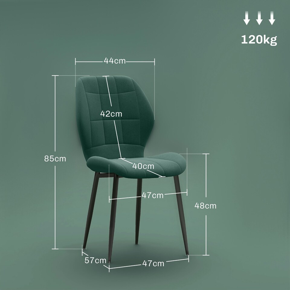image 1 of HOMCOM Modern Style Kitchen Chairs Set of 4 with Flannel Upholstered