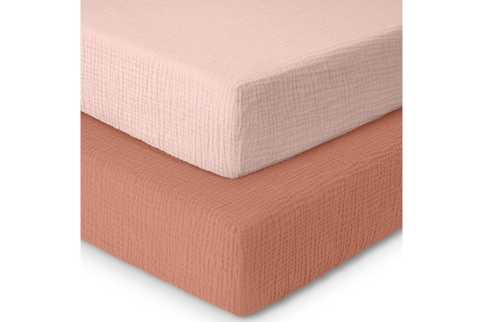 image 1 of MHG Living Muslin Cot Sheets - 100% Cotton Rose/Pink Cot Sheets - 70x140