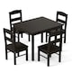image 1 of COSTWAY Kids Table and 4 Chairs Set for Toddlers Brown
