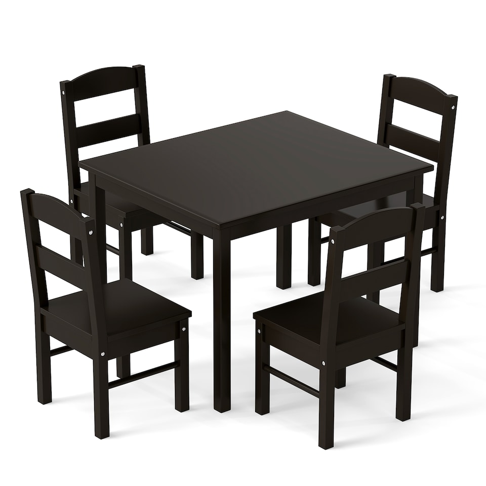 image 1 of COSTWAY Kids Table and 4 Chairs Set for Toddlers Brown