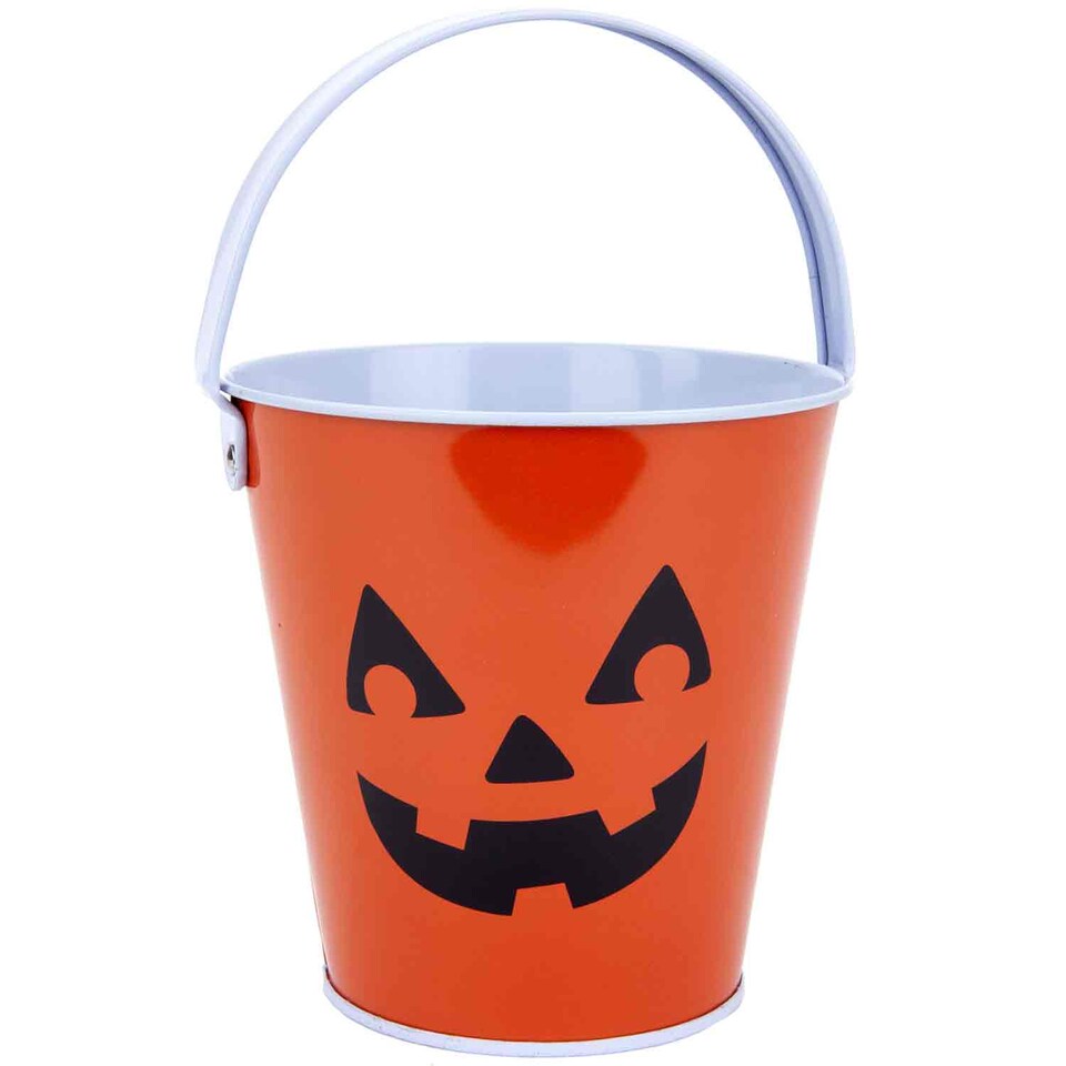 image 1 of VFM e-Store Halloween Candy Bucket - Pumpkin Cat Design - Lightweight Trick-or-Treat Pail