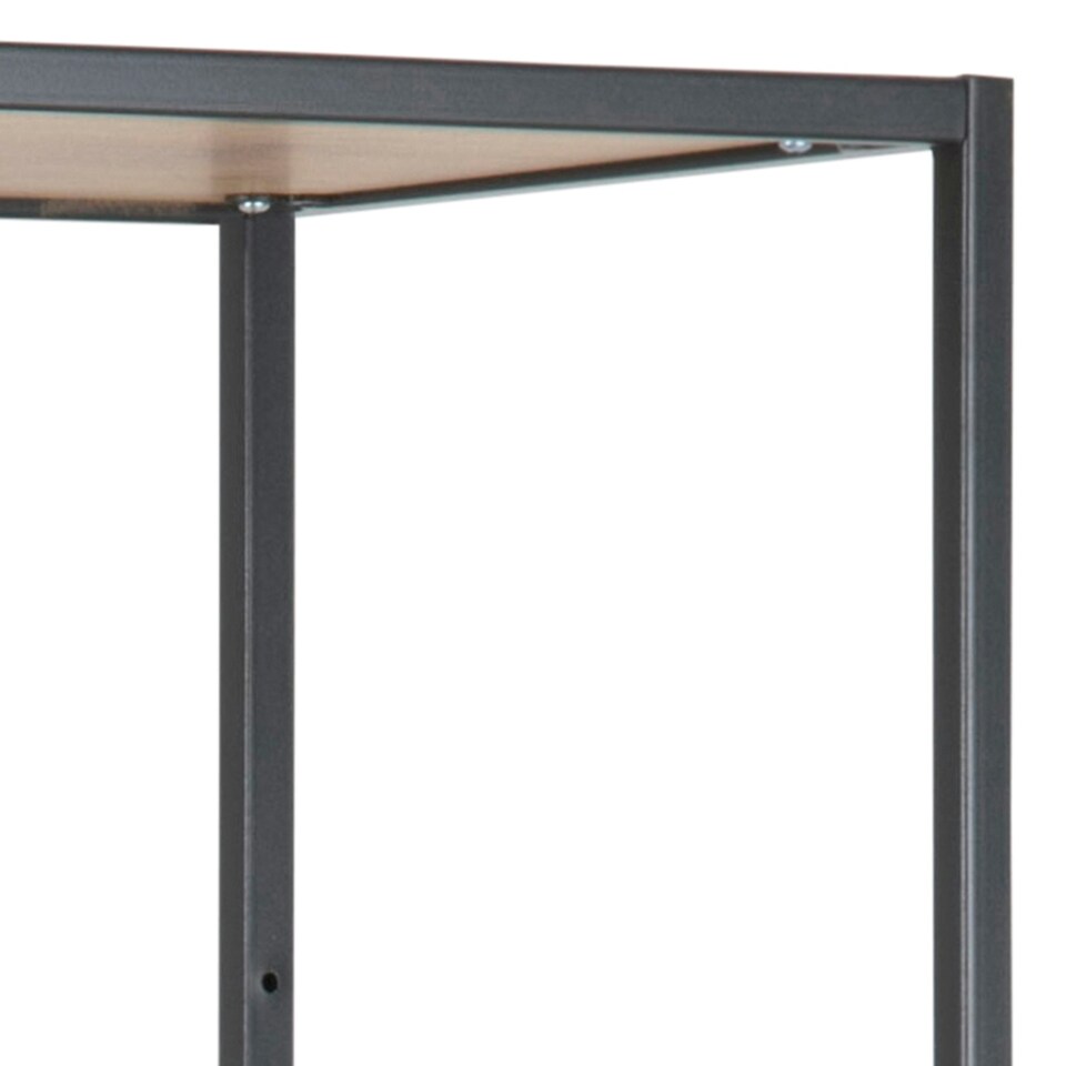 image 1 of Seaford Tall Black Metal Bookcase with 5 Shelves in Oak