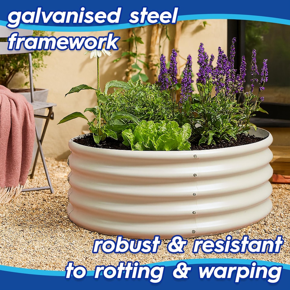 image 1 of Harbour Housewares Raised Garden Bed - Anthracite Round Bottomless Metal Raised Bed Galvanised Steel Planter Box 90 x 45cm