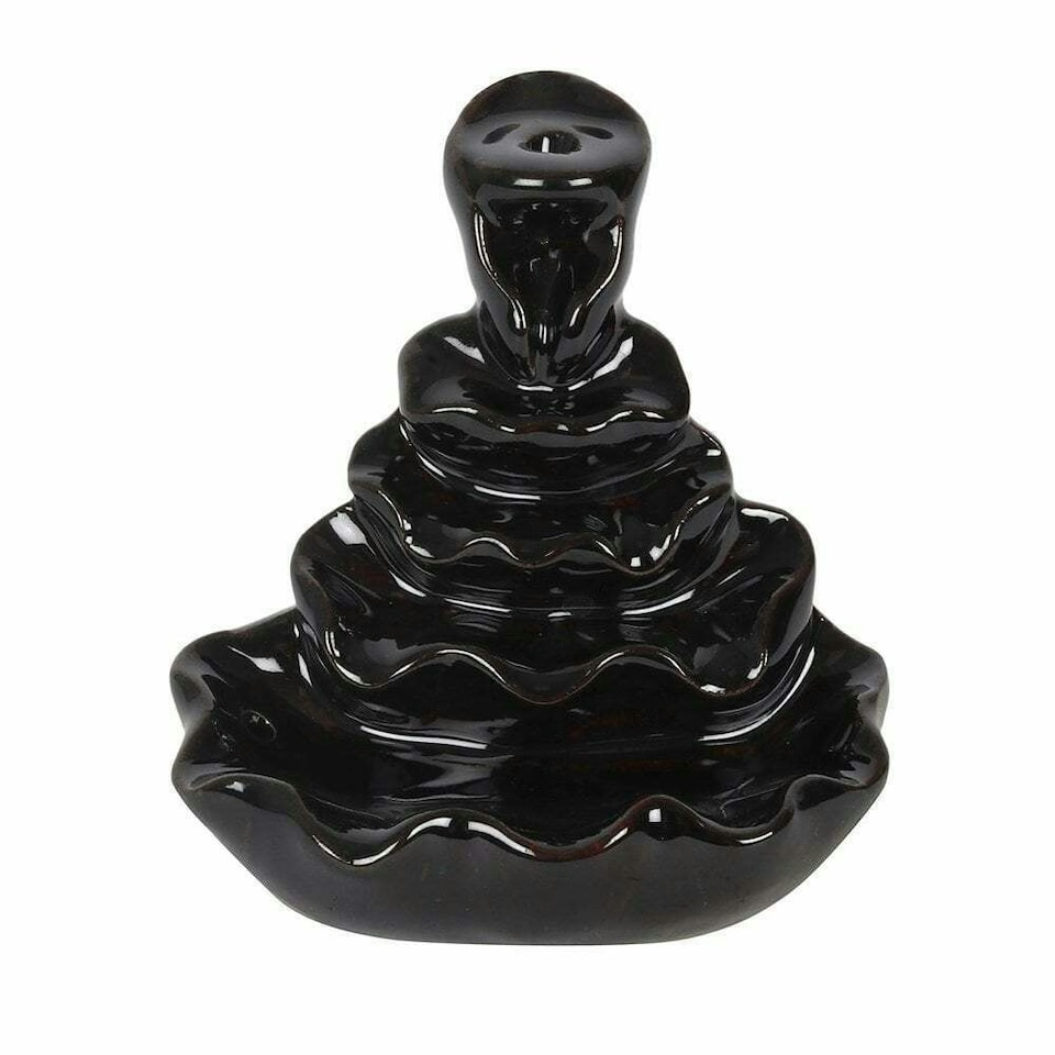 image 1 of Something Different 4 Tier Backflow Incense Burner - Black - 8cm x 8cm x 6cm