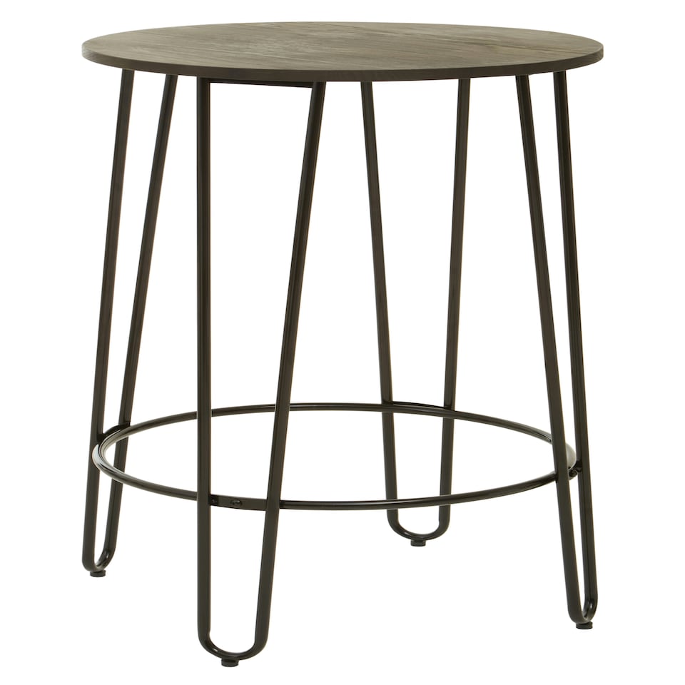image 1 of Interiors by Premier Set of 3 Black Frame Bar Table Stool Set , Hairpin Stool for Kitchen Counter, Elm Wood Metal Frame Stool