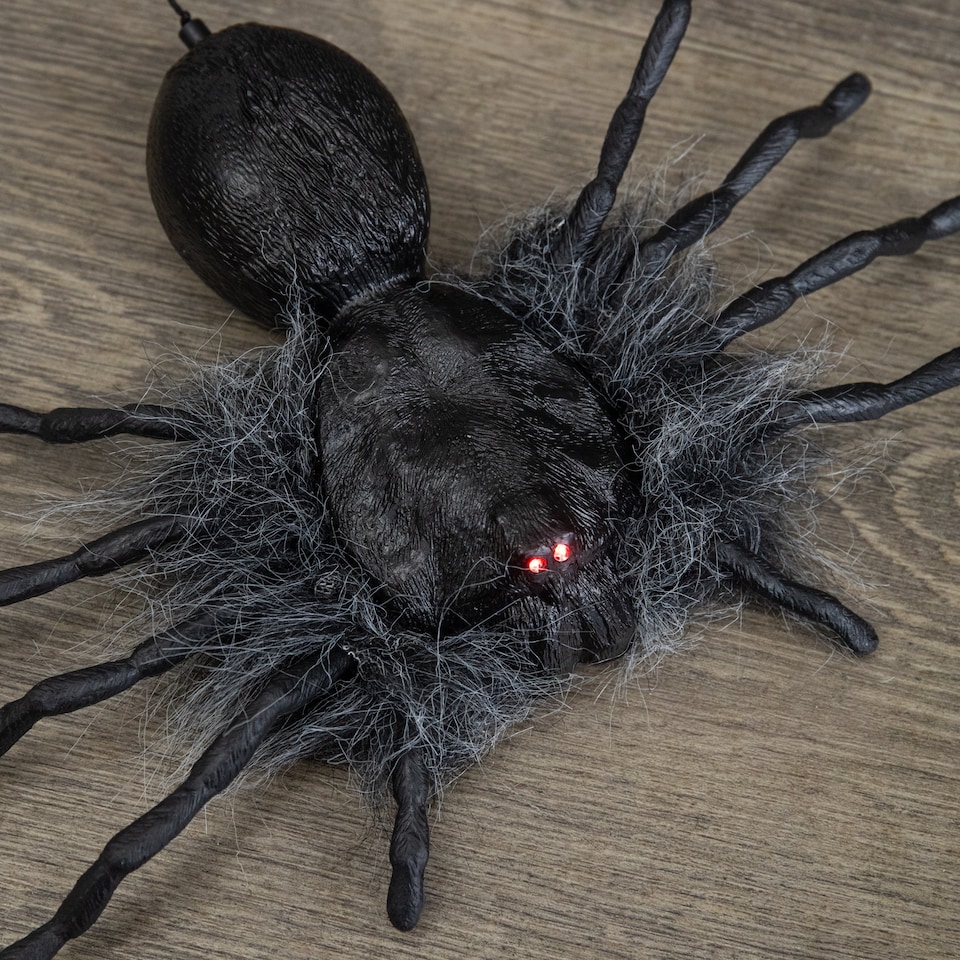image 1 of 3 Pack of 2ft Battery Operated Dropping Dangling Halloween Spider Animatronic Decoration