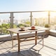 image 2 of Outsunny Metal Garden Coffee Table with Slatted Tabletop, Brown | Brown