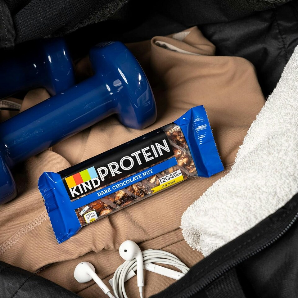 image 1 of KIND Protein Bars, Gluten Free Snack, Dark Chocolate Nut, High Fibre, Source of Protein, No Artificial Colours, Flavours or Preservatives, Multipack 12 x 50g