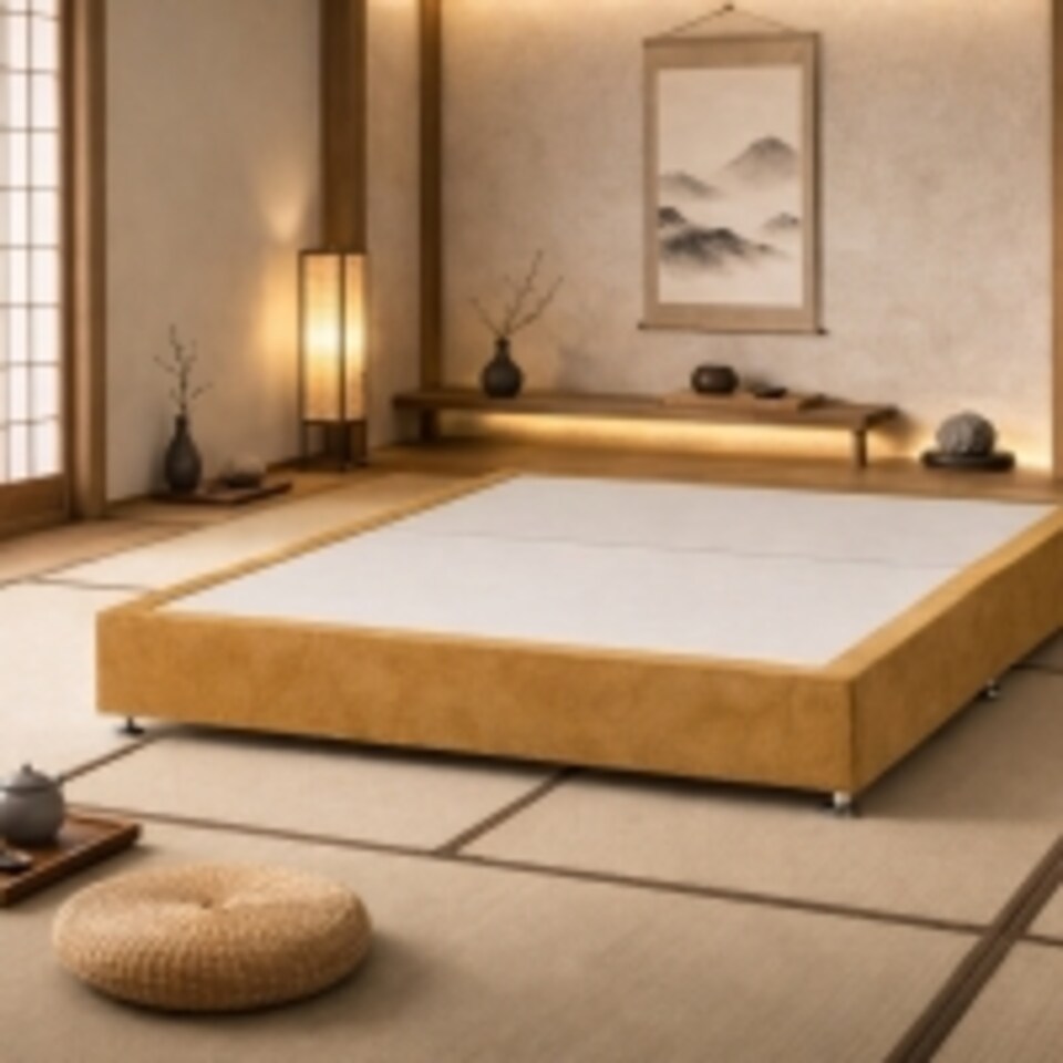 image 1 of Kyoto Low Platform Divan Bed 4FT Small Double  Mustard Plush Velvet