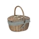 image 1 of Small Antique Wash Finish Oval Picnic Basket with Grey Sage Lining | Grey | Grey | One Size