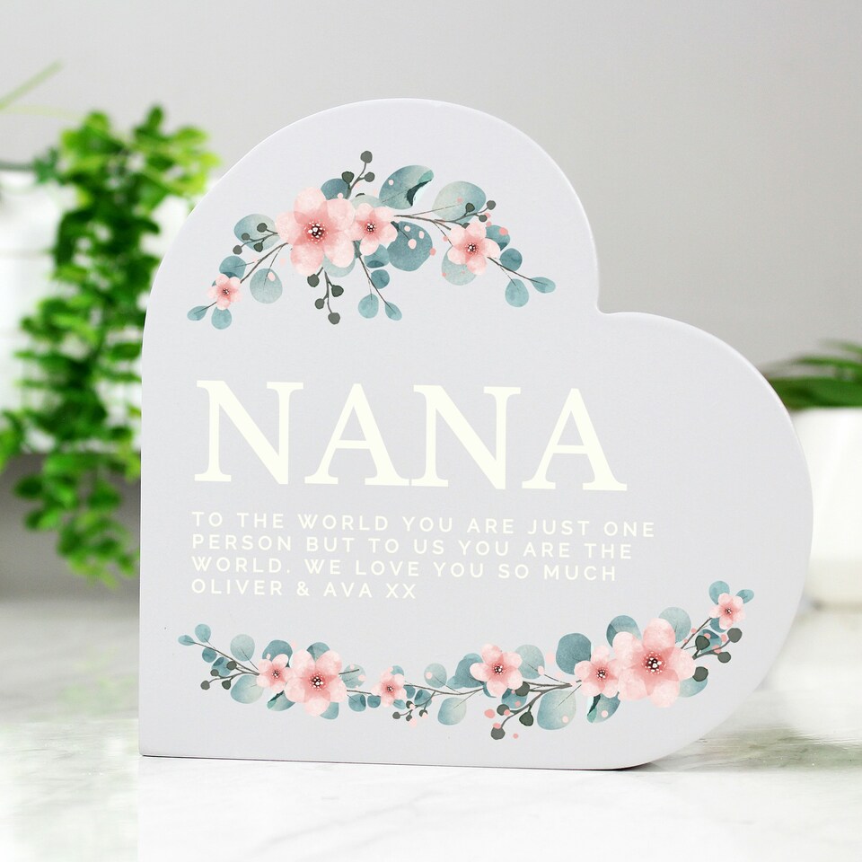 image 1 of Personalised Floral Free Standing Heart Ornament