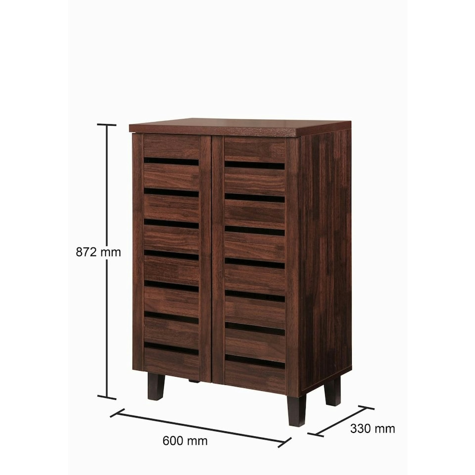 image 1 of Essentials 2 Door Shoe Cabinet Walnut Finish