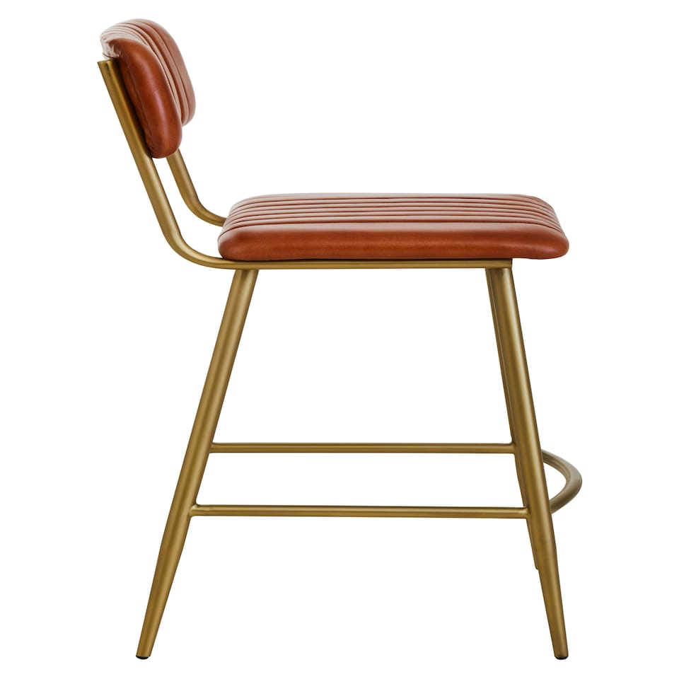 image 1 of Interiors by Premier Tan Leather Bar Chair With Gold Finish Frame Brown