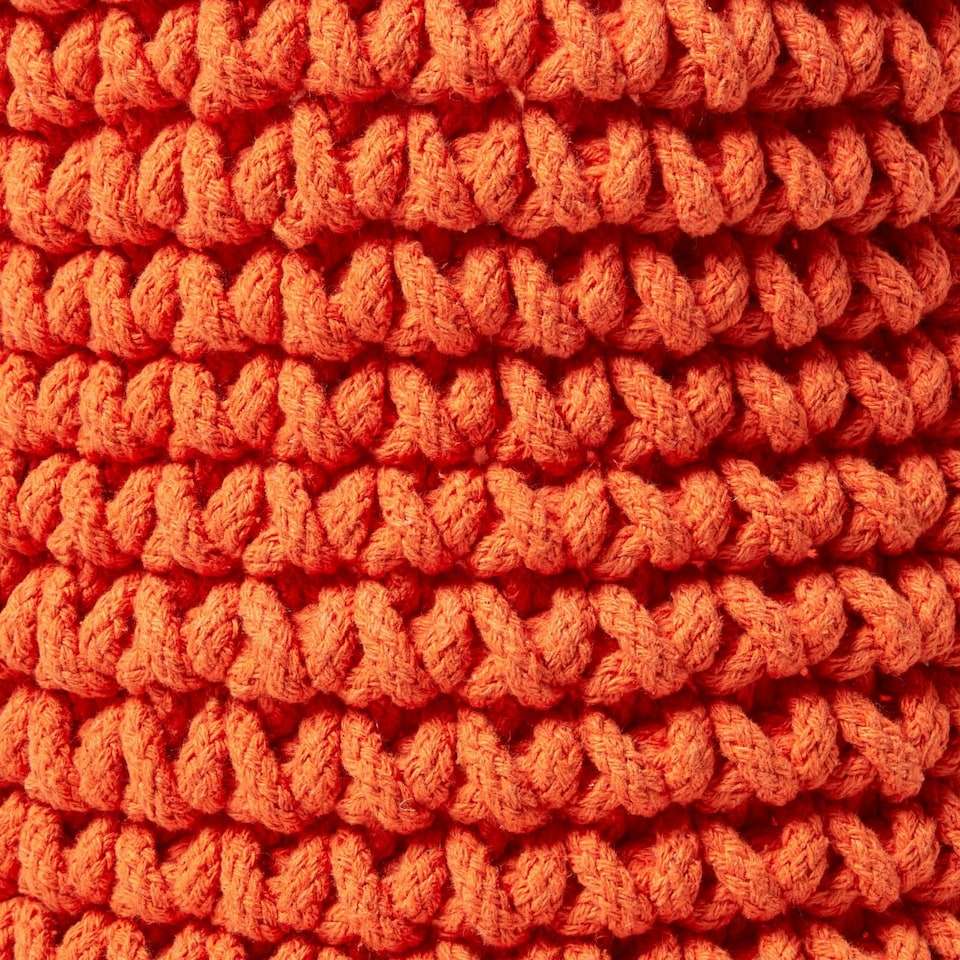 image 1 of Homescapes Burnt Orange Cotton Knitted Round Storage Basket - 37 x 21 cm Orange | M