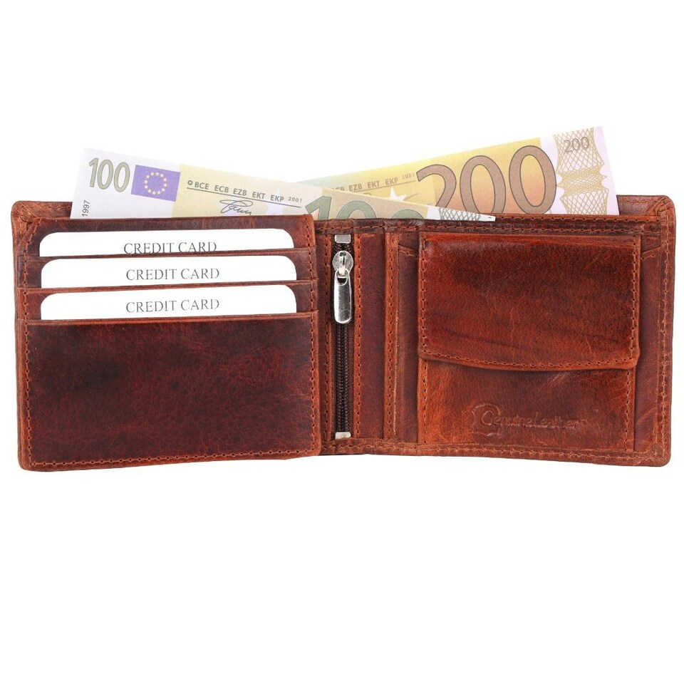 image 1 of SPORTGIFTZ - Buffalo Leather Rugby Wallet | RFID Protection | 7 Card Slots | Coin Pouch & ID Holder | Rugby Fan Accessory | Multicoloured, 10cm x 8cm, Leather Brown