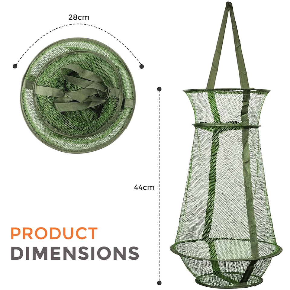 image 1 of 2pc Collapsible Fishing Mesh Traps Folding Fish, Crab & Crabbing Nets Basket
